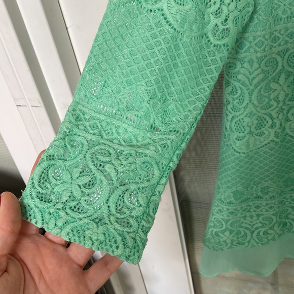 JM Collection Petite Size Petite Small Mint Green Top with Rhinestones - Picture 5 of 17